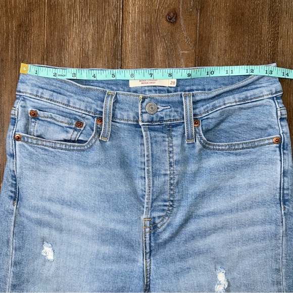 Levi’s Wedgie Straight Jean High Rise Button Fly Droit Fray - Picture 4 of 12